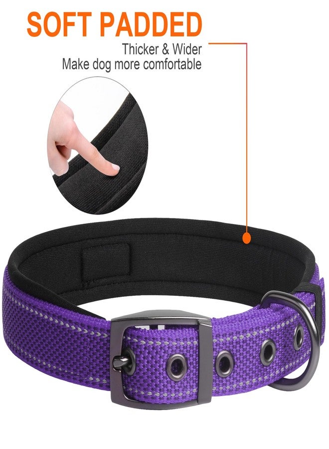 Fida Heavy Duty Dog Collar, Ultra Comfortable Soft Neoprene Padded, Adjustable Reflective Nylon Pet Collar with Durable Metal Belt Buckle for Medium Breeds (M, Purple) - Image 4